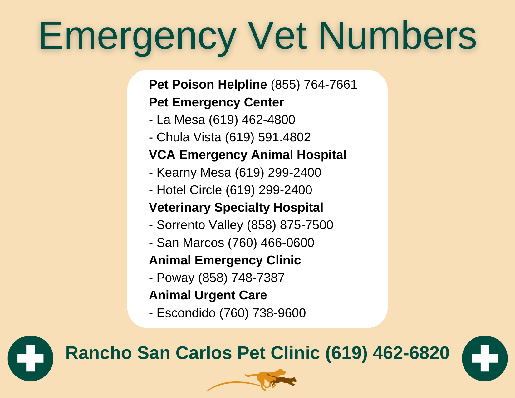 San Diego CA Veterinary Emergency Resources RSCPC